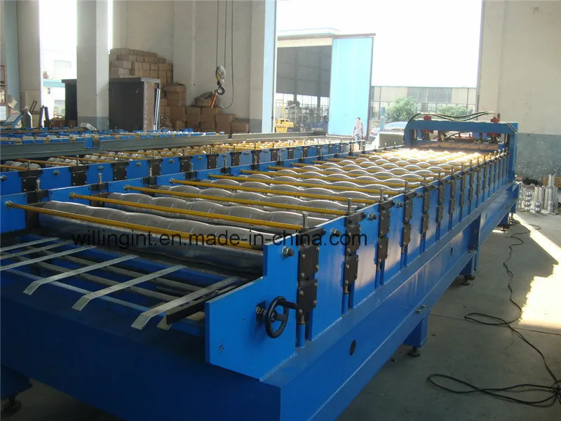 828 Blue Corrugated Type Steel Tile Metal Sheet Forming Machine